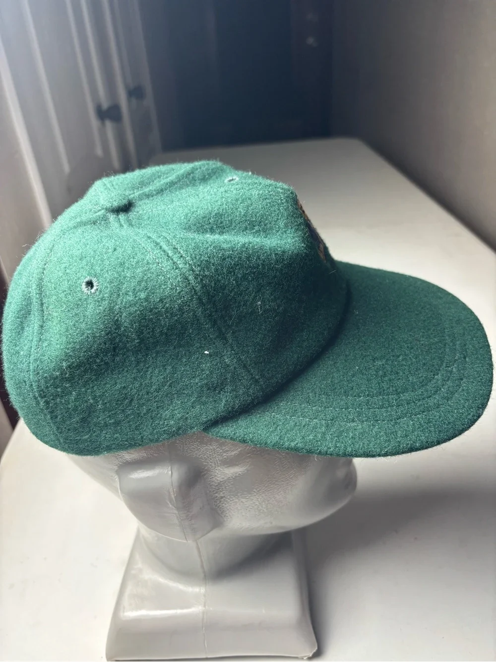 Vintage Polo Ralph Lauren 1993 Sit-down Bear long bill hat Green 100% Wool Sz S